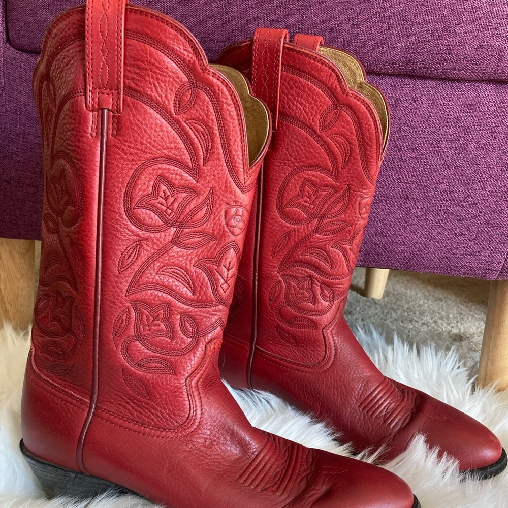Arita red leather boots